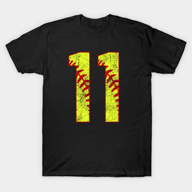 Fastpitch Softball Number 11 #11 Softball Shirt Jersey Uniform Favorite Player Biggest Fan T-Shirt by TeeCreations